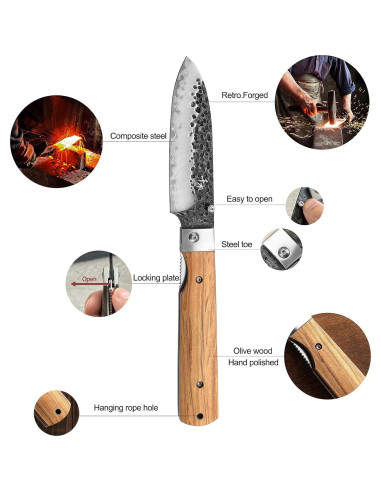 Cuchillo utilitario plegable SENBON 440 de acero inoxidable 12.2 cm