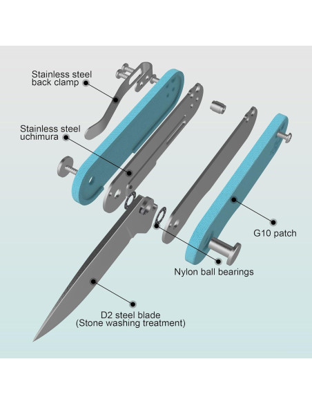 Cuchillo Plegable OLITANS G048 D2 Hoja 4.9cm Mango G10 Azul