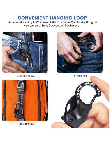 Cuchillo de Llave Carabiner EDC Zavcurp Plegable 10 cm