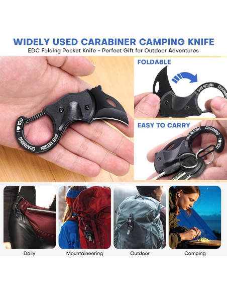 Cuchillo de Llave Carabiner EDC Zavcurp Plegable 10 cm