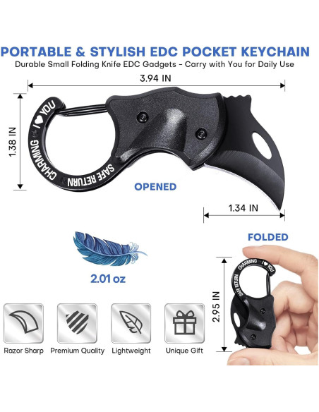 Cuchillo de Llave Carabiner EDC Zavcurp Plegable 10 cm