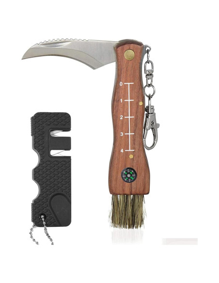 Cuchillo Plegable de Champiñones CABUGE con Cepillo y Afilador