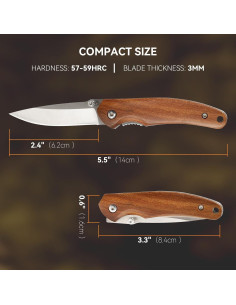 Cuchillo de Bolsillo BARRYSAIL Plegable 60.96 mm Mango Madera 2