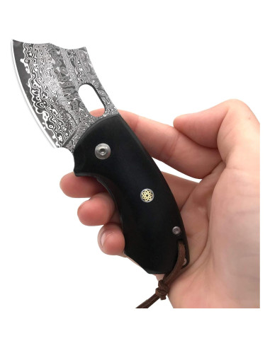 Cuchillo Plegable ALBATROSS HGDK024 Damasco 50mm Ébano