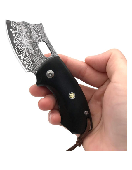 Cuchillo Plegable ALBATROSS HGDK024 Damasco 50mm Ébano