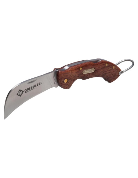 Cuchillo de bolsillo Greenlee 0652-28 Hawkbill con mango de madera