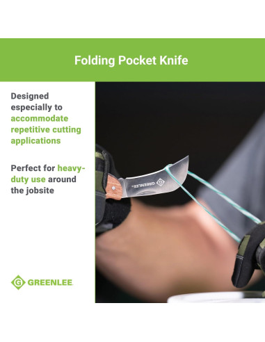 Cuchillo de bolsillo Greenlee 0652-28 Hawkbill con mango de madera