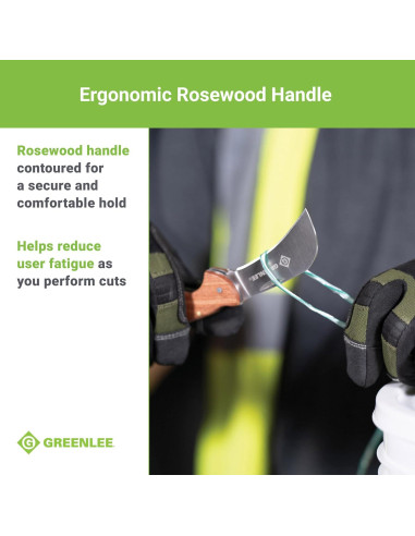 Cuchillo de bolsillo Greenlee 0652-28 Hawkbill con mango de madera