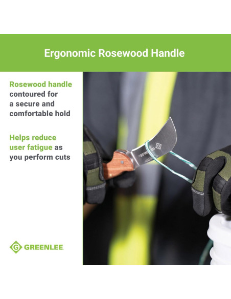 Cuchillo de bolsillo Greenlee 0652-28 Hawkbill con mango de madera