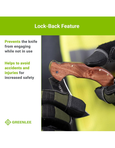 Cuchillo de bolsillo Greenlee 0652-28 Hawkbill con mango de madera