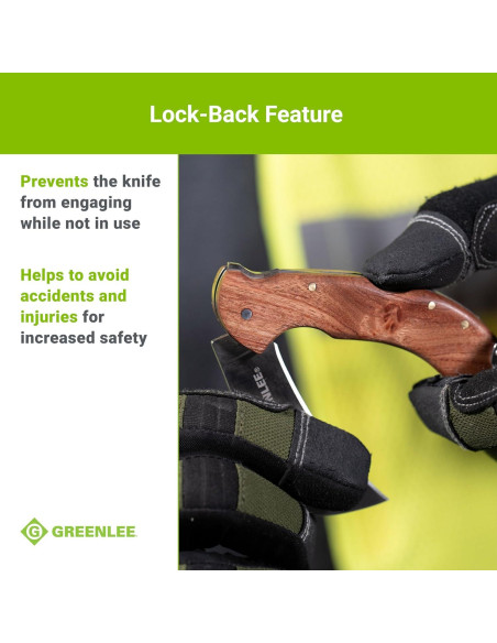 Cuchillo de bolsillo Greenlee 0652-28 Hawkbill con mango de madera