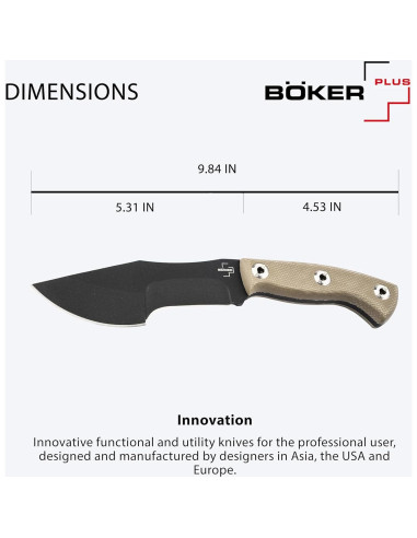 Cuchillo Fijo BKER PLUS Mini Tracker 2.0 con Funda Kydex