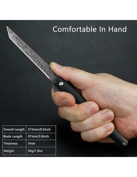 Cuchillo de bolsillo Kitory SK07TBL, plegable, acero inoxidable 9.65 cm