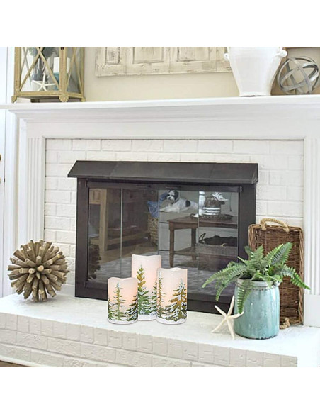 Velas LED Sin Llama Eldnacele 3 Pilares Decoración Navideña