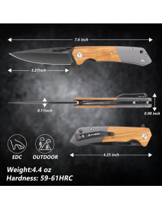 Cuchillo de bolsillo FLISSA plegable acero SANDVIK 14C28N 11.43 cm 2