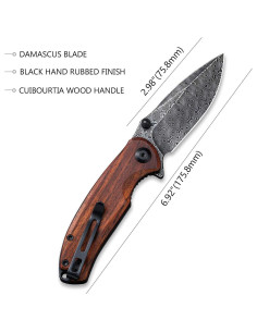 Cuchillo de Bolsillo CIVIVI Pintail Damasco 7.54 cm Mango Madera 2