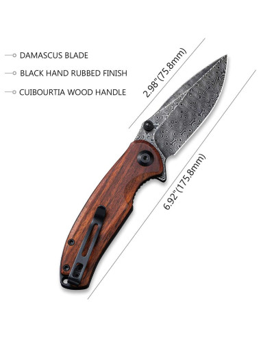 Cuchillo de Bolsillo CIVIVI Pintail Damasco 7.54 cm Mango Madera