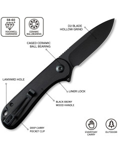 Cuchillo Plegable CIVIVI Elementum D2 7.5cm Mango Ébano 2