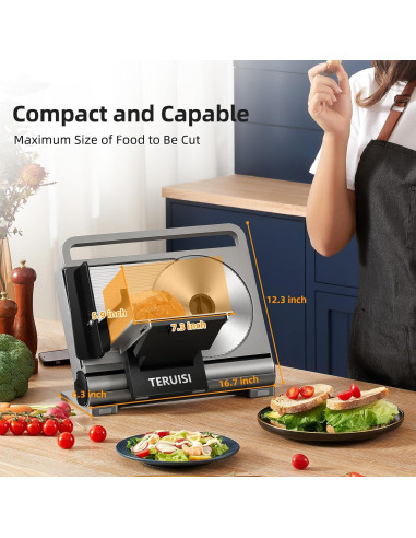 Cortadora de Carne Eléctrica TERUISI 200W Plegable 19cm