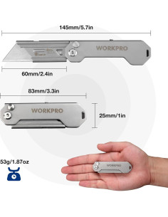 Cuchillo Utilitario Plegable WORKPRO 2PCS con 10 Cuchillas Extra 2