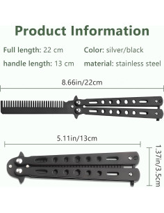 Peines Plegables de Acero Inoxidable J5075 - 2 Piezas Negro y Plata 2