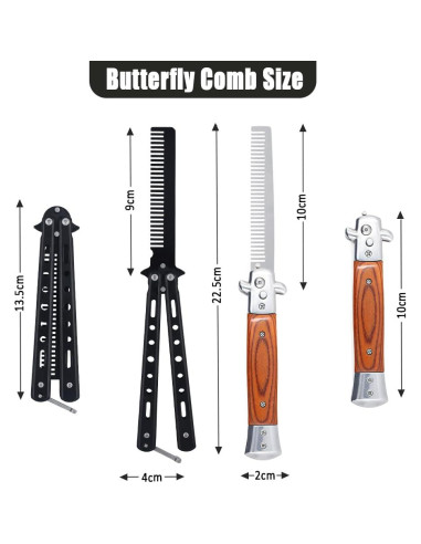 Peines Automáticos Plegables Canumer - Acero Inoxidable, 2 Piezas