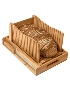 Cortador de Pan de Bambú Kitchen Seven con Bandeja para Migas