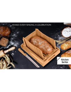 Cortador de Pan de Bambú Kitchen Seven con Bandeja para Migas 2