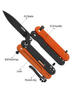 Cuchillo de bolsillo OLITANS G040, acero D2 6.99 cm, mango G10 2