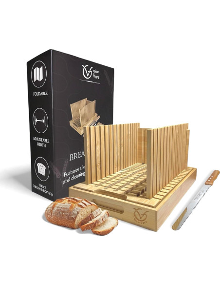 Cortador de Pan Ajustable Glowvera con Bandeja para Migas