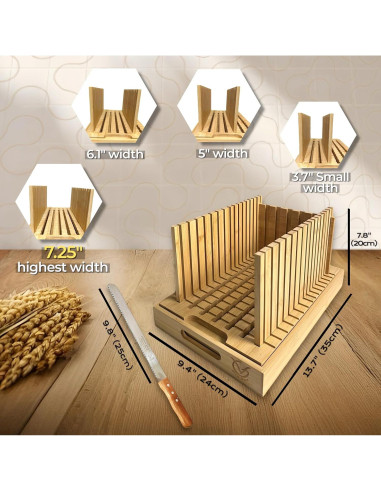 Cortador de Pan Ajustable Glowvera con Bandeja para Migas