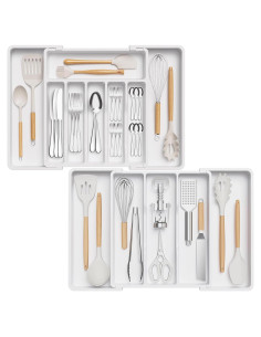 Organizador de Cubiertos Lifewit Expandible 2 Piezas Blanco