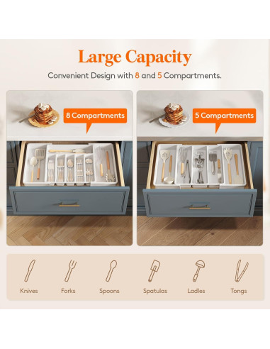 Organizador de Cubiertos Lifewit Expandible 2 Piezas Blanco