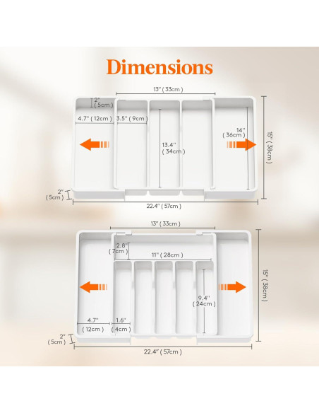 Organizador de Cubiertos Lifewit Expandible 2 Piezas Blanco