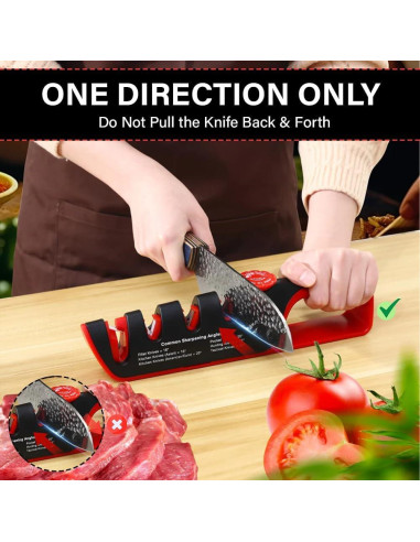 Afilador de cuchillos 4 en 1 HZXOKE, 6 ángulos ajustables