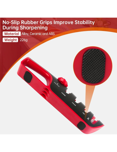 Afilador de cuchillos 4 en 1 HZXOKE, 6 ángulos ajustables