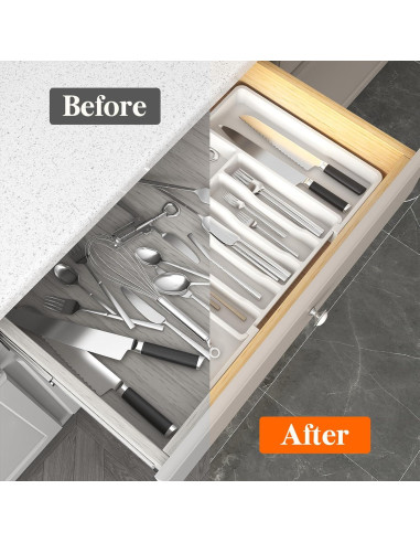 Organizador de Cubiertos Lifewit Expandible 2 Piezas Blanco