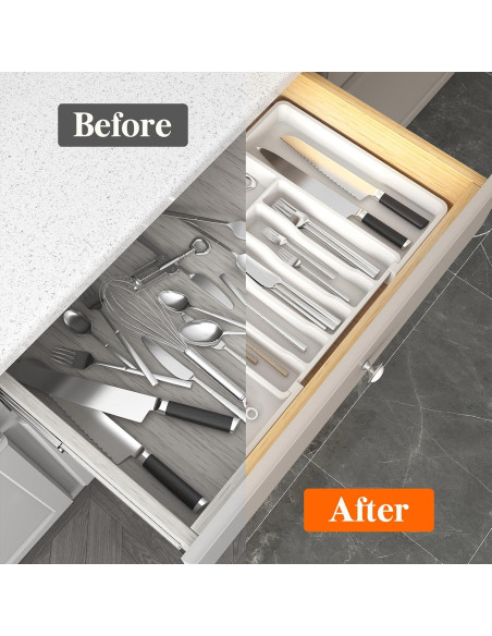 Organizador de Cubiertos Lifewit Expandible 2 Piezas Blanco