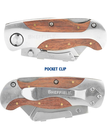 Cuchillo Utility Plegable Sheffield 12115 con Mango de Madera