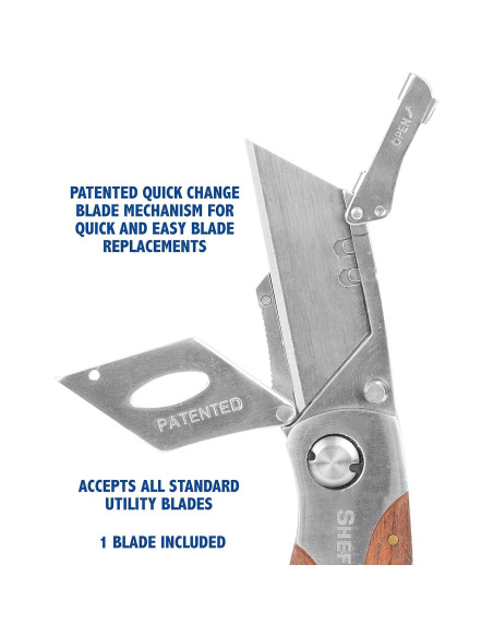 Cuchillo Utility Plegable Sheffield 12115 con Mango de Madera