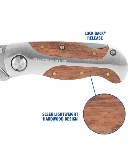 Cuchillo Utility Plegable Sheffield 12115 con Mango de Madera