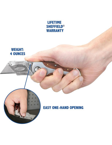 Cuchillo Utility Plegable Sheffield 12115 con Mango de Madera