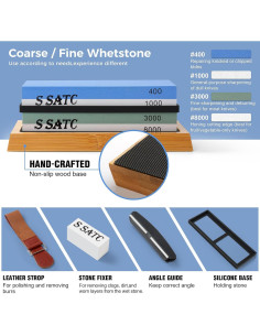 Piedra de Afilar Cuchillos S SATC 4 Lados Grit 400/1000/3000/8000 2