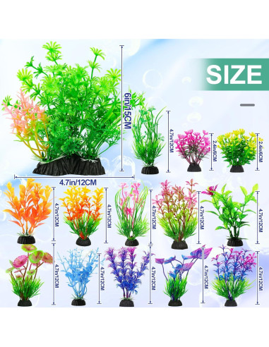 14 Plantas Decorativas para Acuarios CousDUoBe - PVC Multicolor