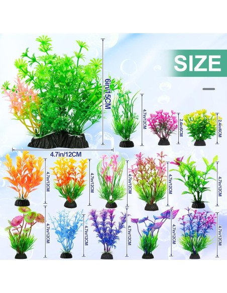 14 Plantas Decorativas para Acuarios CousDUoBe - PVC Multicolor