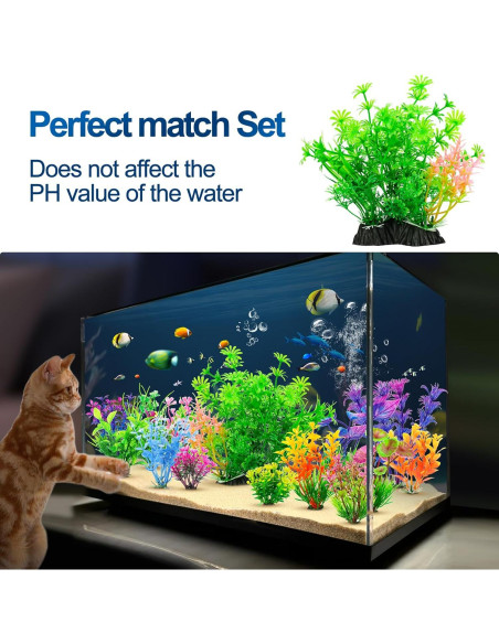 14 Plantas Decorativas para Acuarios CousDUoBe - PVC Multicolor
