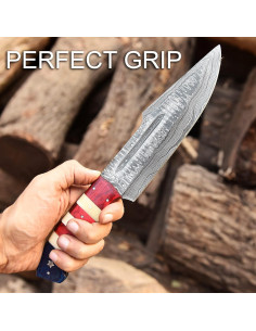 Cuchillo de Caza Bowie Faiqenterprice 30.48 cm Acero Damasco 2