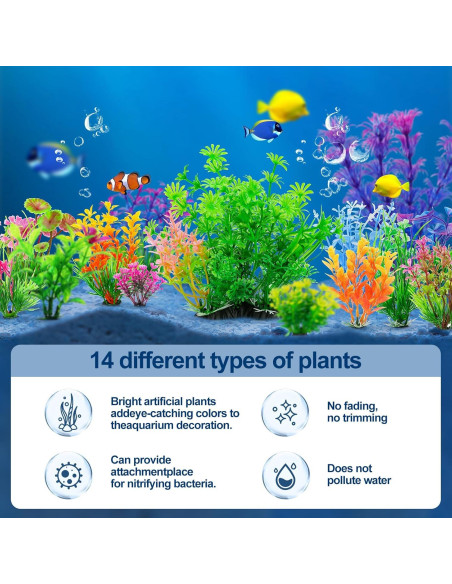 14 Plantas Decorativas para Acuarios CousDUoBe - PVC Multicolor