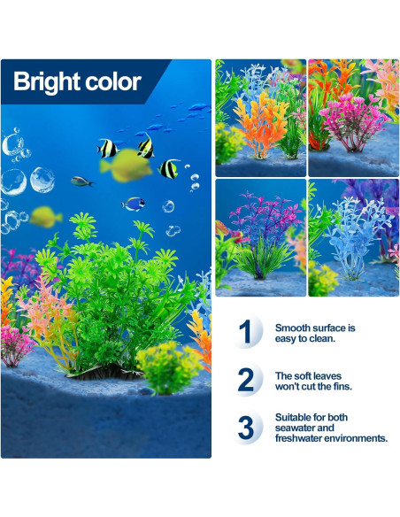 14 Plantas Decorativas para Acuarios CousDUoBe - PVC Multicolor