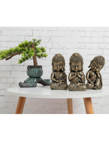 Estatua de Buda Bebé BOIHEGU 20 cm Resina Dorada Decorativa